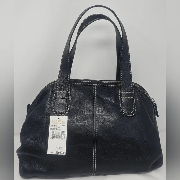 Michael Kors Hudson Large Black Pebbled Leather Shoulder Bag Satchel NWT $398 - Picture 2 of 16